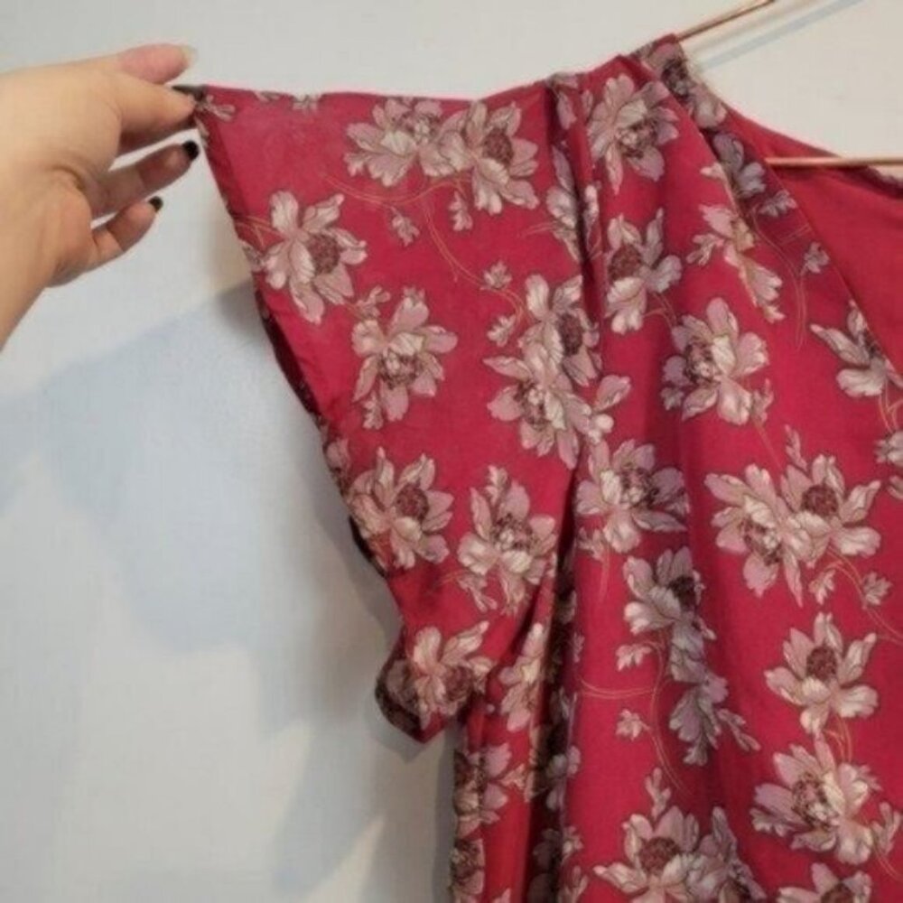 Sharagano Floral Faux Wrap Midi Dress Pink Plus NWT - Picture 10 of 14